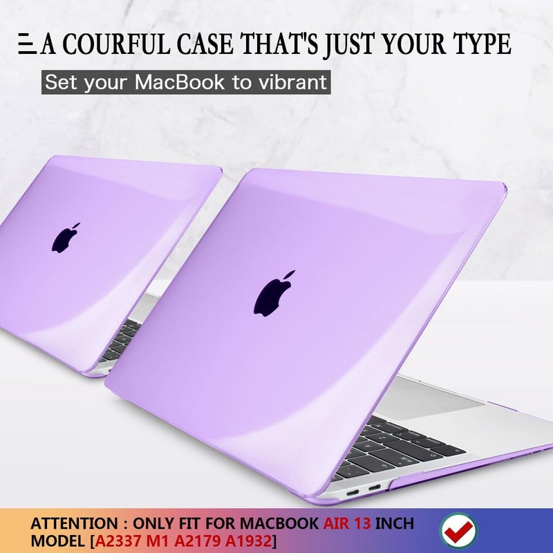 CISSOOK for MacBook Air 13 Inch Case Purple 2021-2018 Release M1 A2337 A2179 A1932 with Retina Display,Plastic Hard Shell Case with Keyboard Cover for MacBook Air 13 with Touch ID - Clear Purple - Image 3